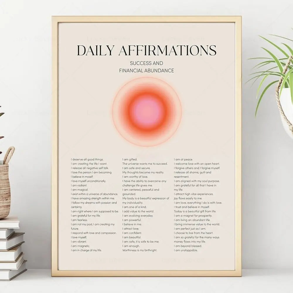 Chakra energy daily affirmation gradient canvas wall art print