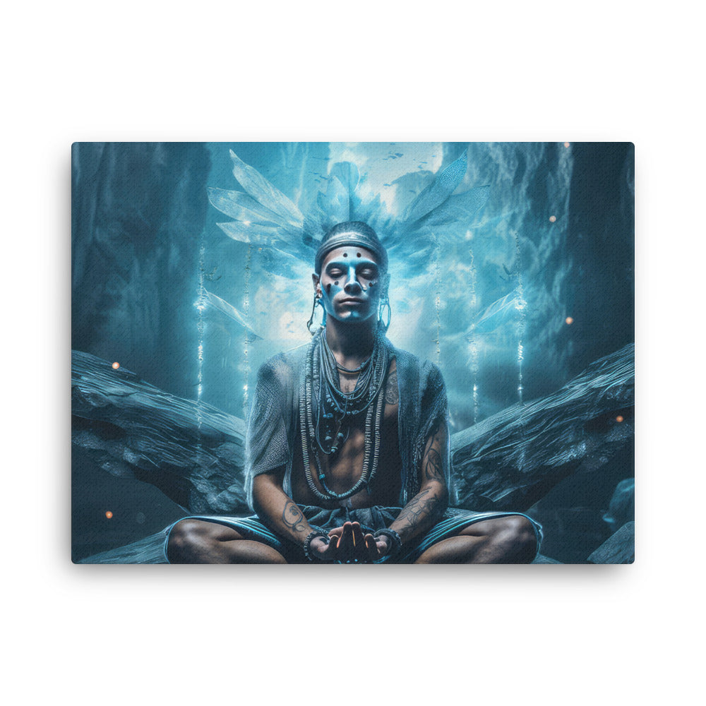 Chakra energy wisdom of ages art: ancient shamanic traditions canvas wall art in living room mockup