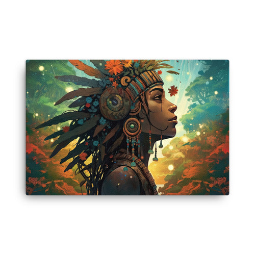 buddha meditation Nature & Shamanic - Sci-fi Shaman canvas wall art in living room mockup