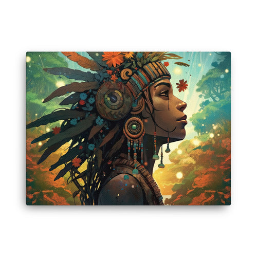 buddha meditation Nature & Shamanic - Sci-fi Shaman canvas wall art in bedroom mockup