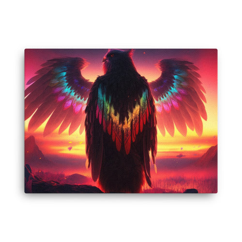 buddha meditation Shamanic Wings canvas wall art in bedroom mockup