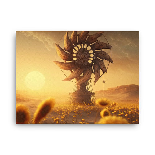 Chakra energy nature's breath windmill art landscape canvas wall art in living room mockup