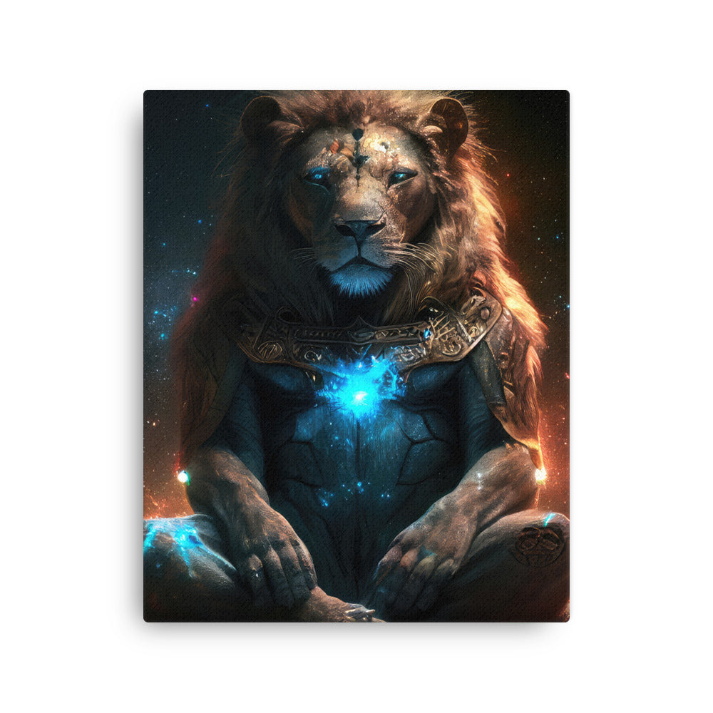 Chakra energy lion essence art: courage & divine power canvas print texture detail close-up
