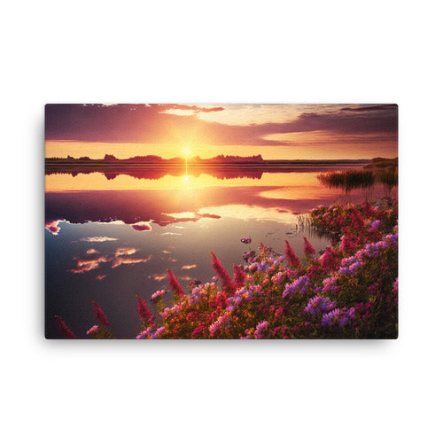 buddha meditation Spiritual Art - Nature's Sunrise Art: Symphony Of Colors Embrace Wall Art ( canvas wall art in living room mockup