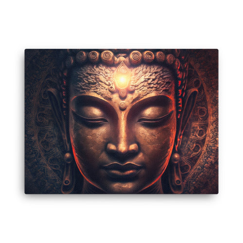 buddha meditation Spiritual Buddha canvas wall art in bedroom mockup