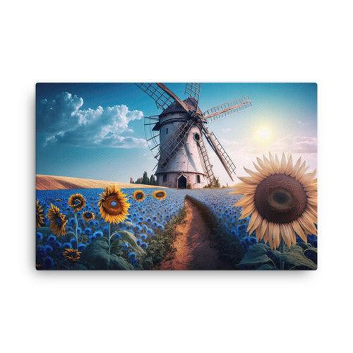 Chakra energy windmill & nature's dance art: harnessing earth's beauty canvas wall art print