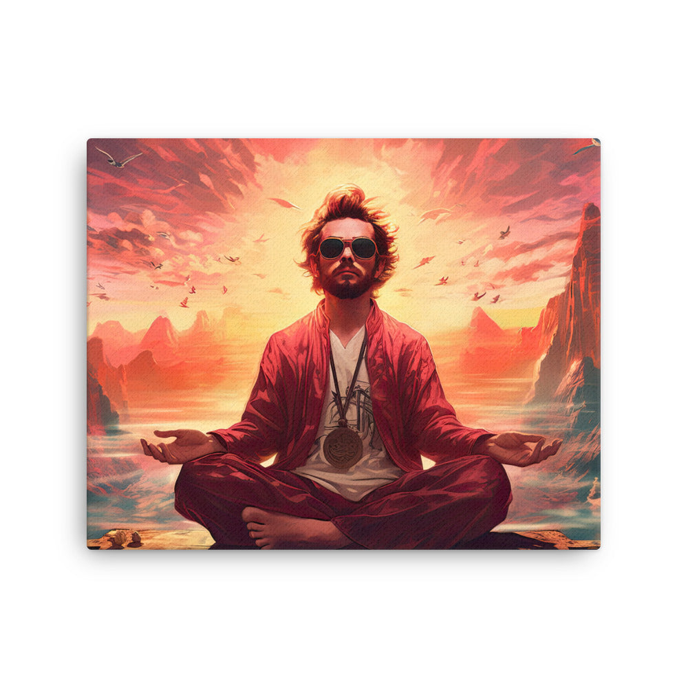 buddha meditation Nurturing Meditation canvas wall art in meditation space mockup