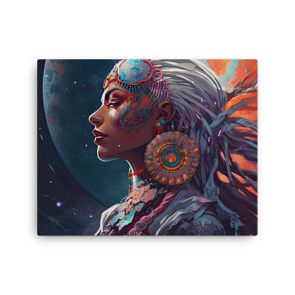 buddha meditation Nature & Shamanic - Sci-fi Shaman Navigating Dimensions Art canvas wall art in meditation space mockup