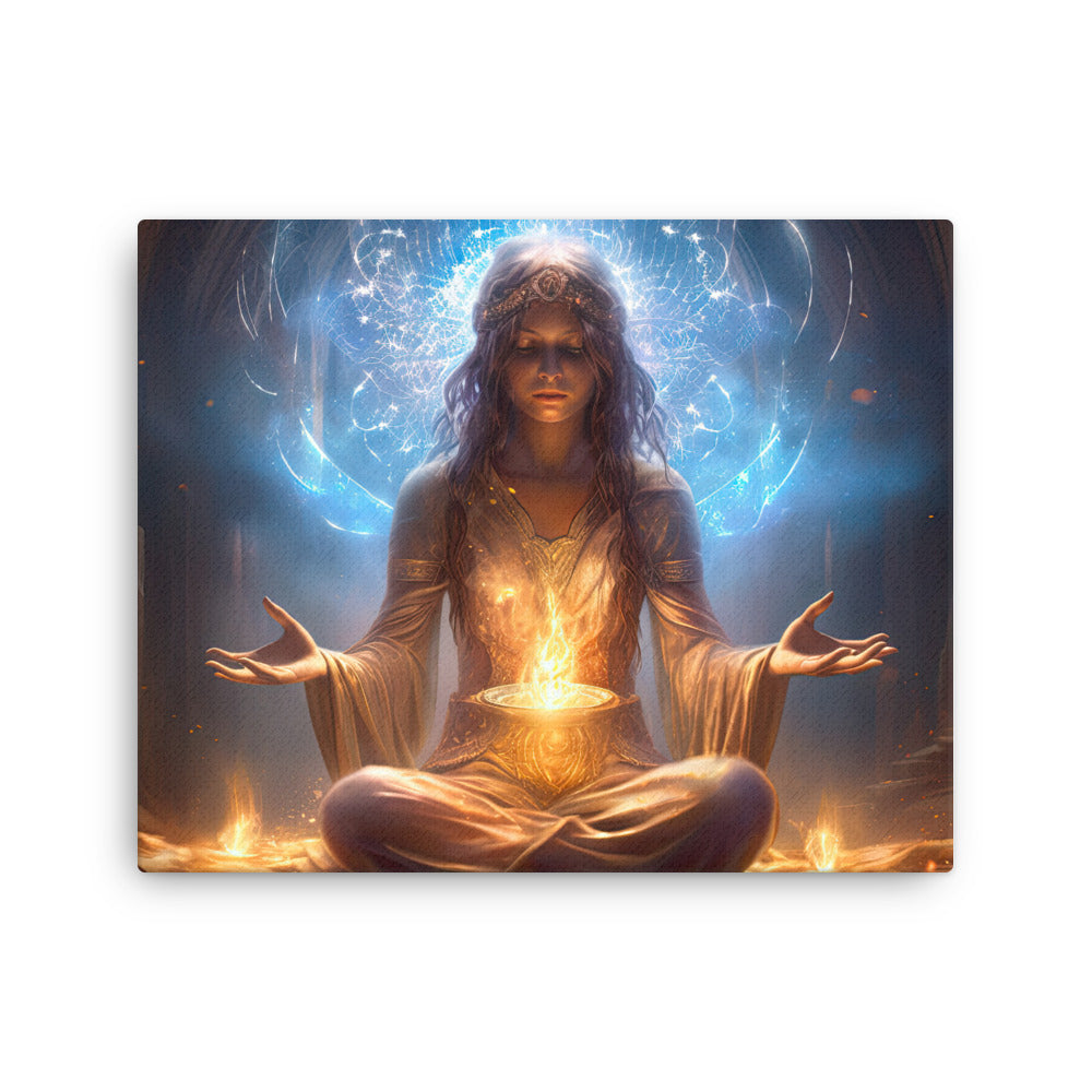 buddha meditation Yoga & Zen - Inner Peace Meditation : Journey Of Self-discovery Wall Art ( canvas wall art in meditation space mockup