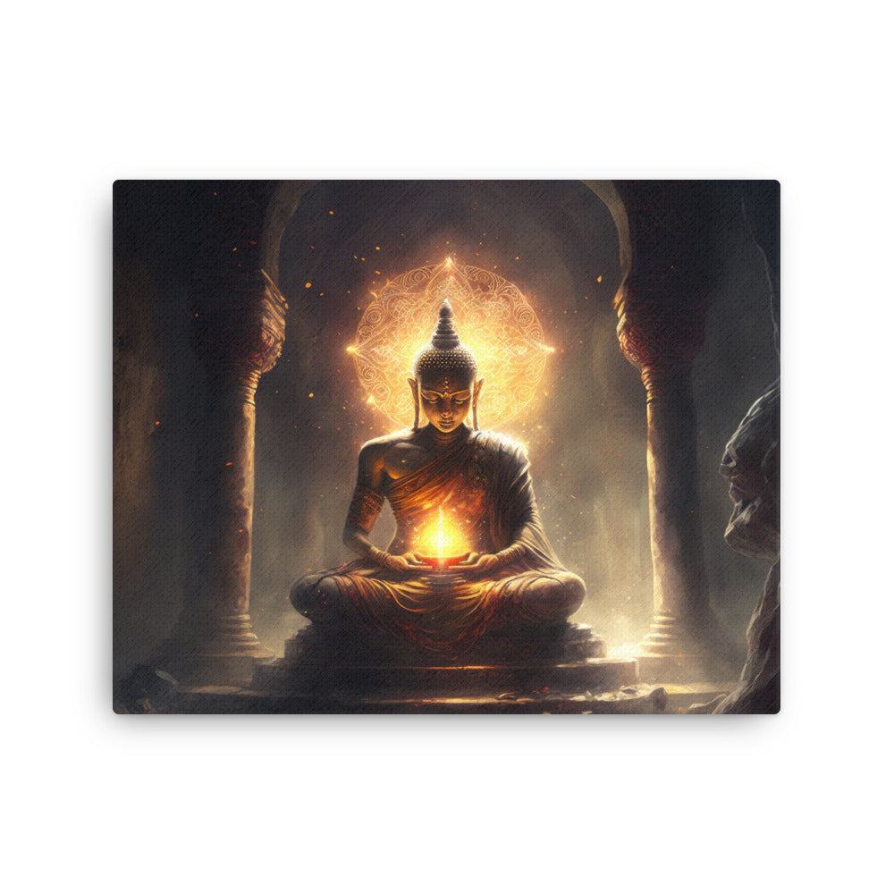 buddha meditation Yoga & Zen - Buddha's Meditation Art: Finding Serenity & Insight Wall Art ( canvas wall art in meditation space mockup
