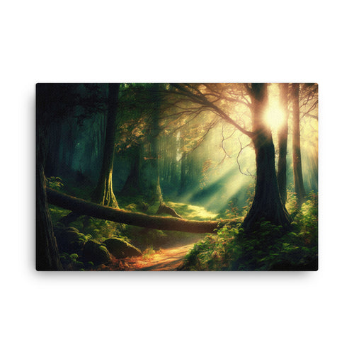 Chakra energy golden forest veins canvas wall art print