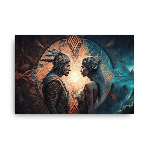 buddha meditation Nature & Shamanic - Union canvas wall art in living room mockup