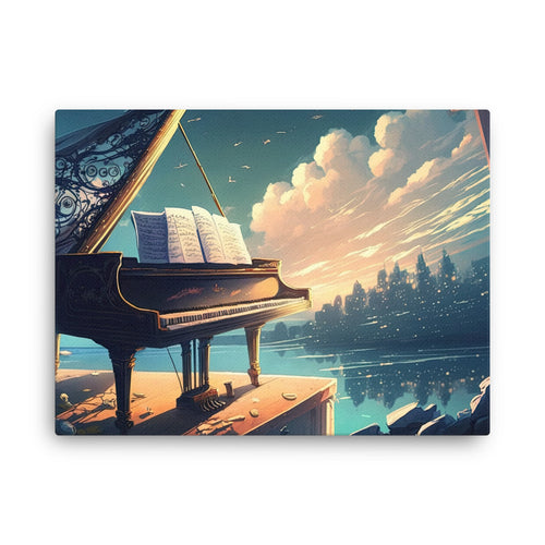 buddha meditation Spiritual Art - Fantasy Piano Art: Crafting Magical Melodies Wall Art ( canvas wall art in bedroom mockup