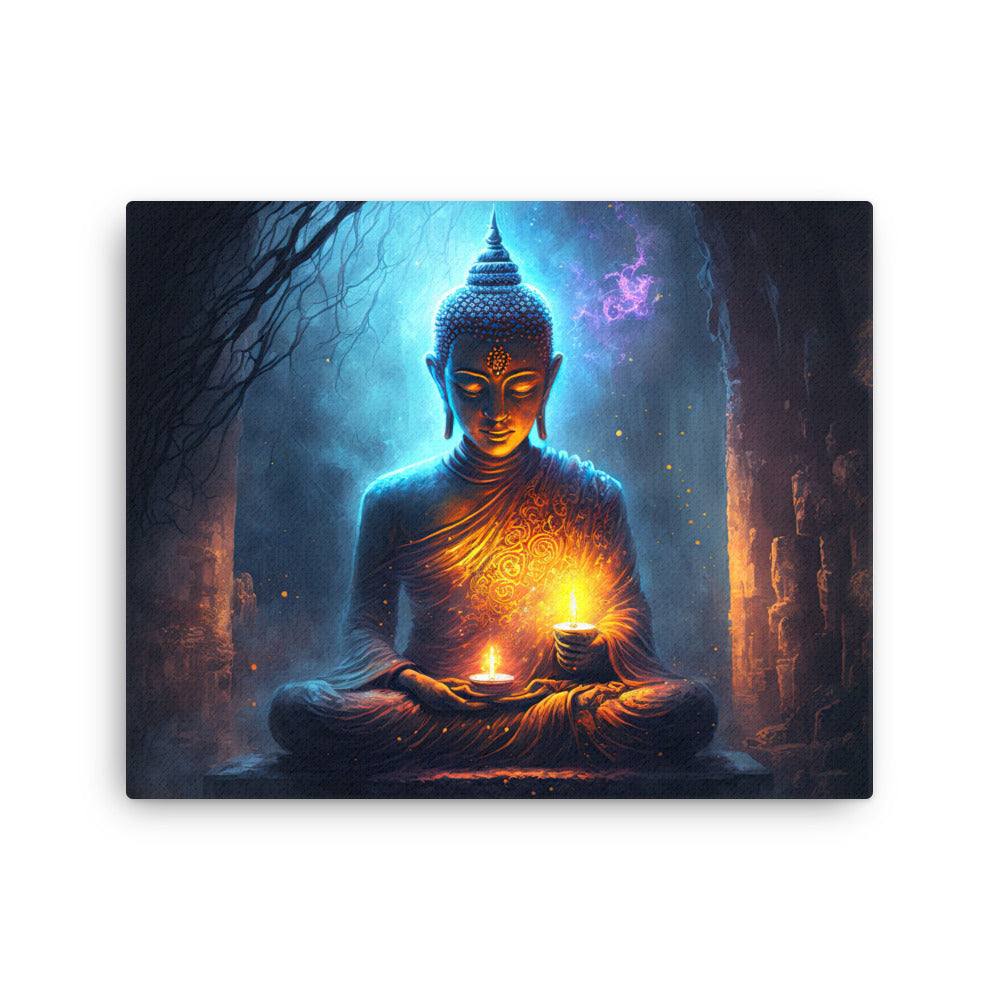 buddha meditation Meditation with Buddha canvas wall art in meditation space mockup