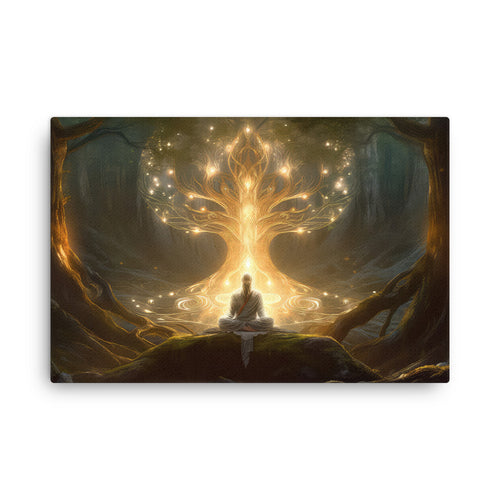 buddha meditation Mystical Spirit Forces canvas wall art in living room mockup