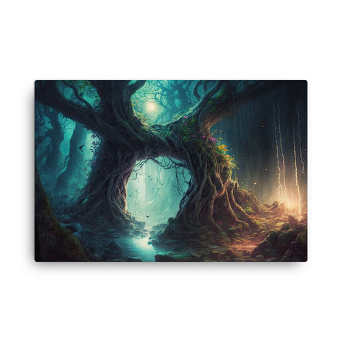 Nature shamanic enchanted forest sunlight canvas wall art print