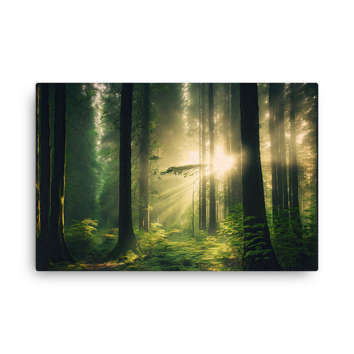 Chakra energy verdant enchantment green forest : nature's mysteries canvas wall art print