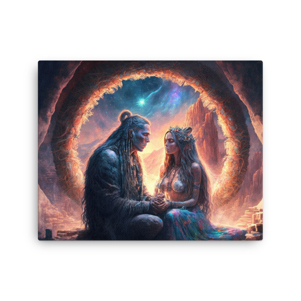 buddha meditation Shamanic Connection canvas wall art in meditation space mockup