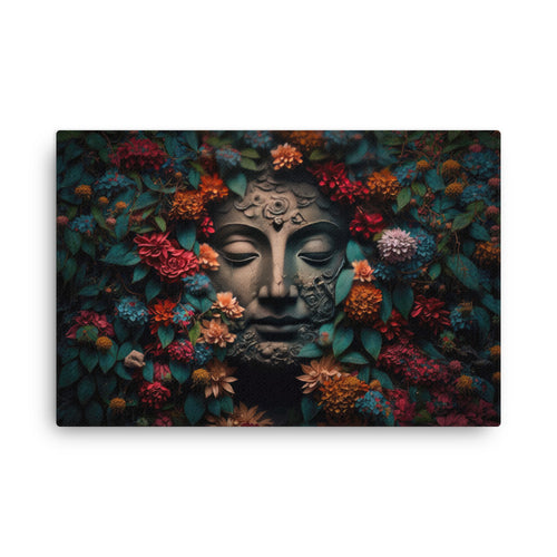 Yoga zen buddha's flowers canvas canvas wall art print