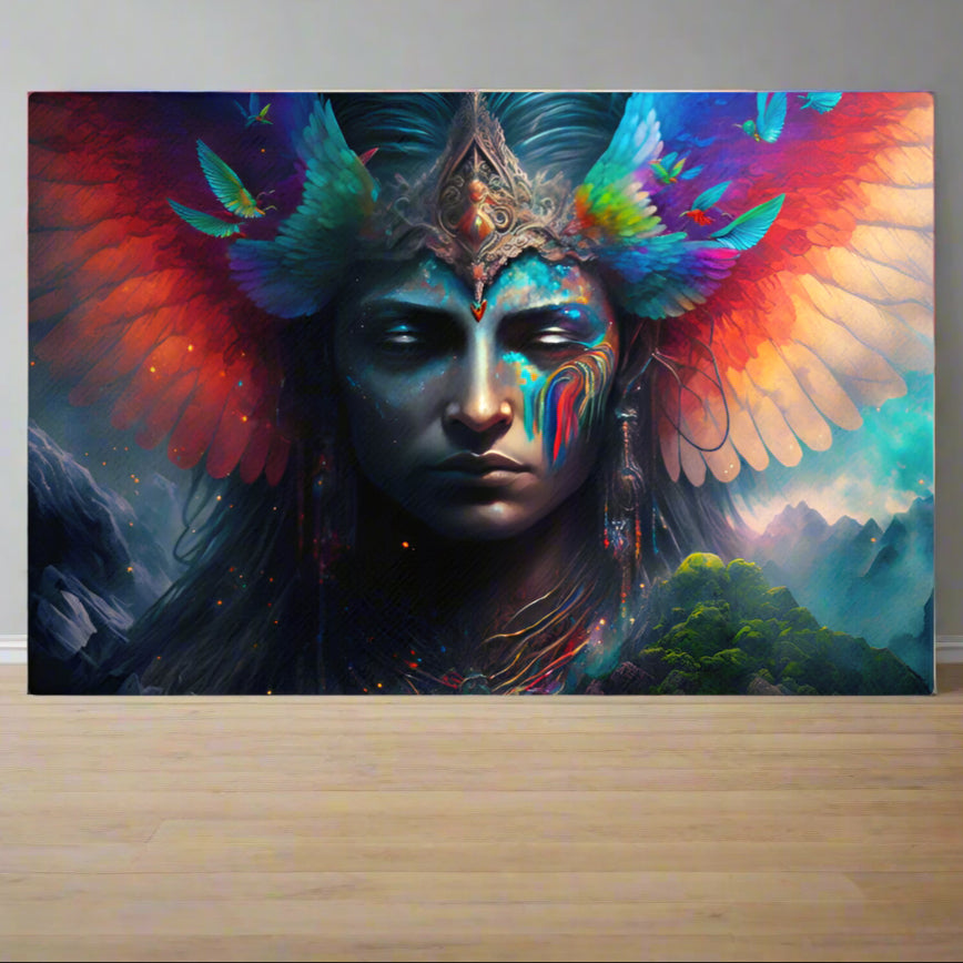 buddha meditation Yoga & Zen - Powerful Shaman : Mysteries Of Mastery Wall Art ( canvas wall art in living room mockup