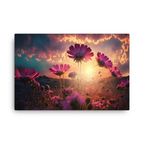Chakra energy blushing petals art: graceful pink floral elegance canvas wall art print