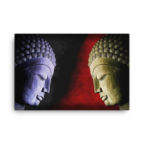 Yoga zen facing buddhas canvas canvas wall art print