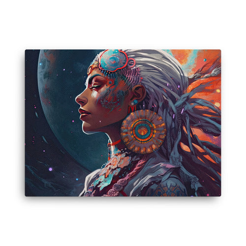 buddha meditation Nature & Shamanic - Sci-fi Shaman Navigating Dimensions Art canvas wall art in bedroom mockup