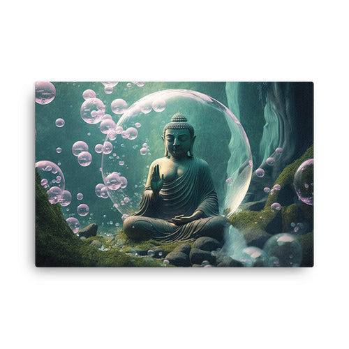 buddha meditation Yoga & Zen - Buddha Bobble Head canvas wall art in living room mockup