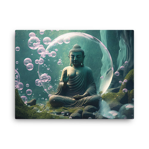 buddha meditation Yoga & Zen - Buddha Bobble Head canvas wall art in bedroom mockup