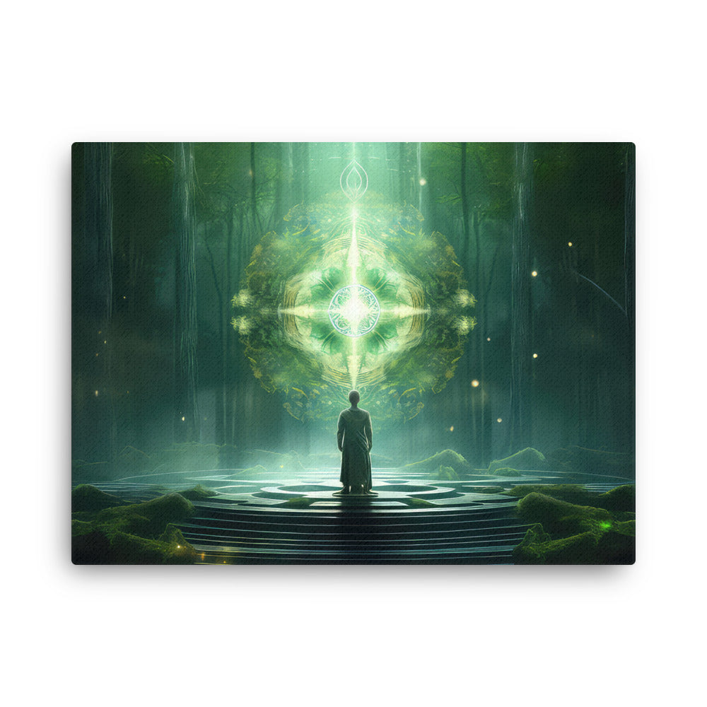 buddha meditation Spiritual Awakening Journey canvas wall art in bedroom mockup