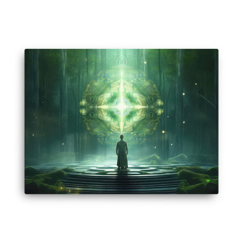 buddha meditation Spiritual Awakening Journey canvas wall art in bedroom mockup