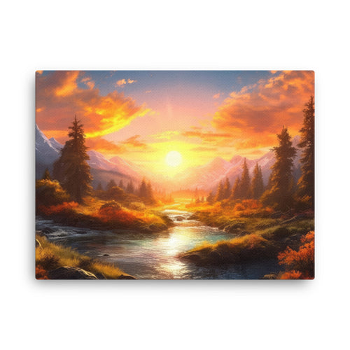 Nature shamanic new day dawning canvas wall art in living room mockup