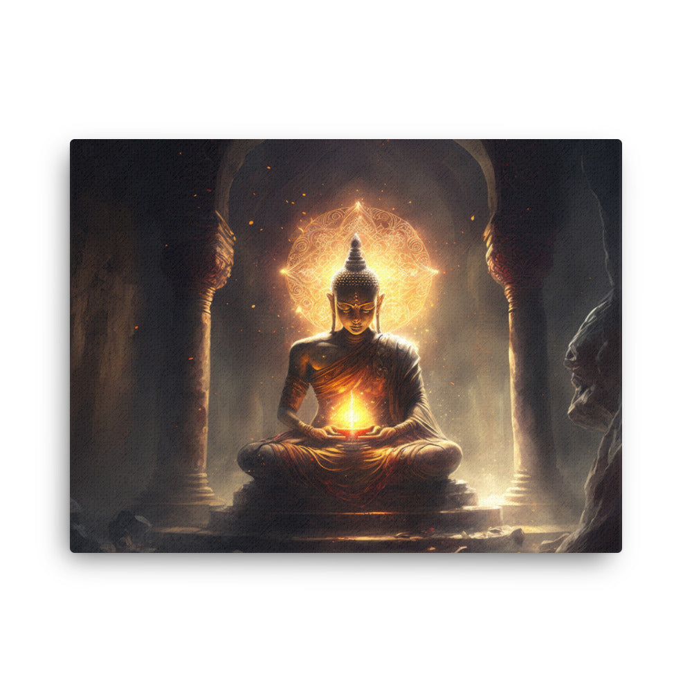 buddha meditation Yoga & Zen - Buddha's Meditation Art: Finding Serenity & Insight Wall Art ( canvas wall art in bedroom mockup