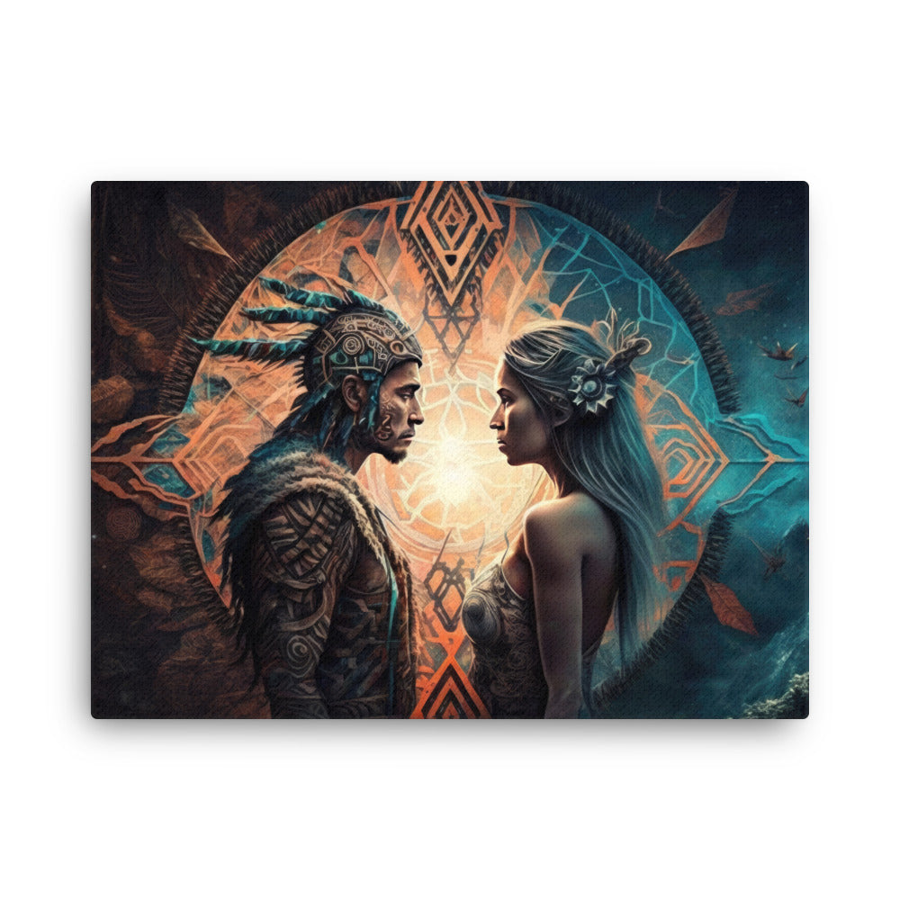 Chakra energy shamanic connection | navigating the bond canvas wall art in living room mockup