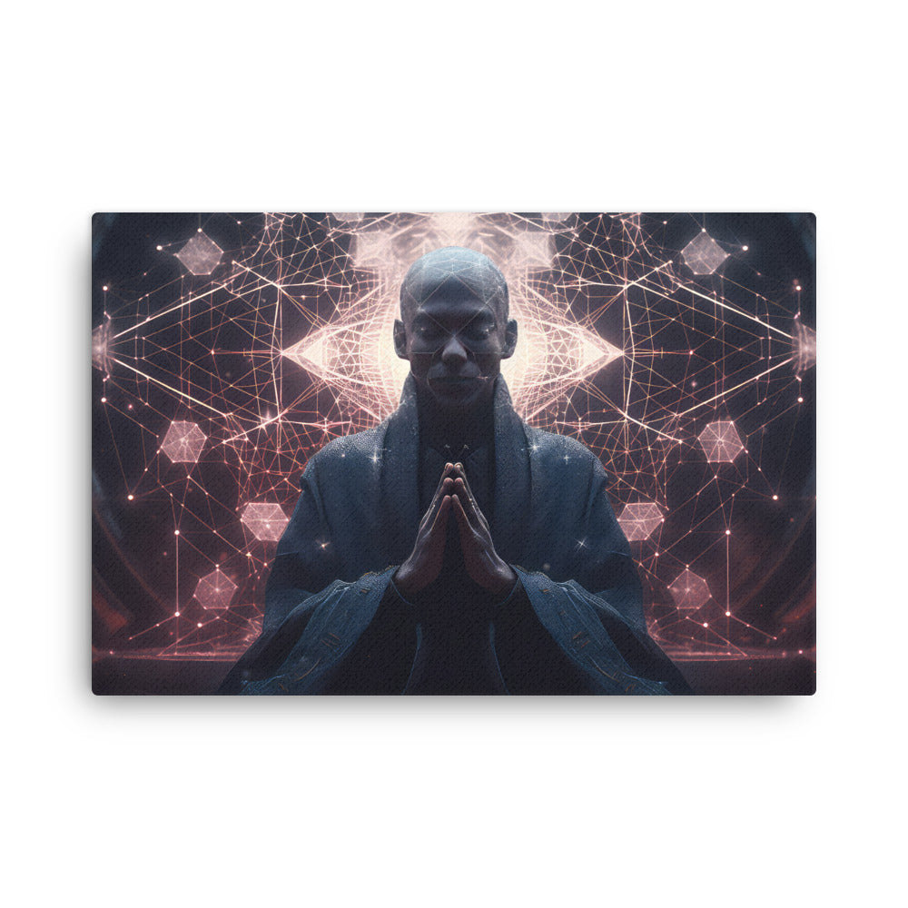 buddha meditation Spiritual Art - Realistic Reflections canvas wall art in living room mockup