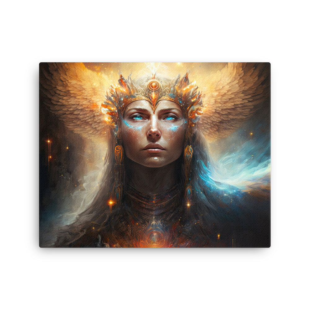 buddha meditation Yoga & Zen - Meditating Shaman Art: Seeking Wisdin Silence Wall Art ( canvas wall art in meditation space mockup