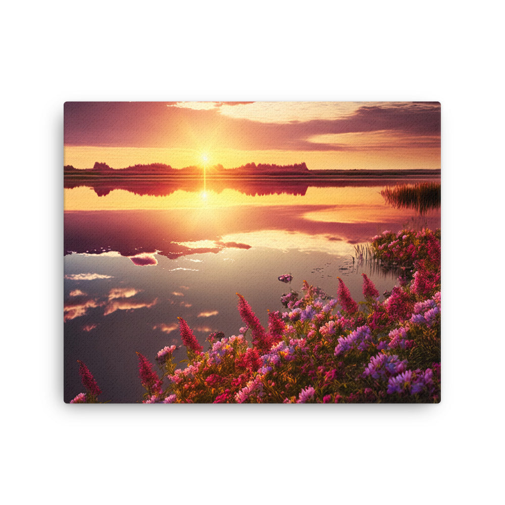 buddha meditation Spiritual Art - Nature's Sunrise Art: Symphony Of Colors Embrace Wall Art ( canvas wall art in meditation space mockup