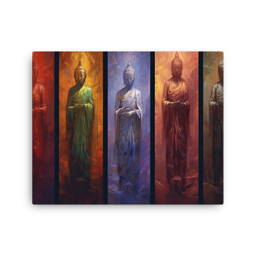 buddha meditation Vertical Buddha canvas wall art in meditation space mockup
