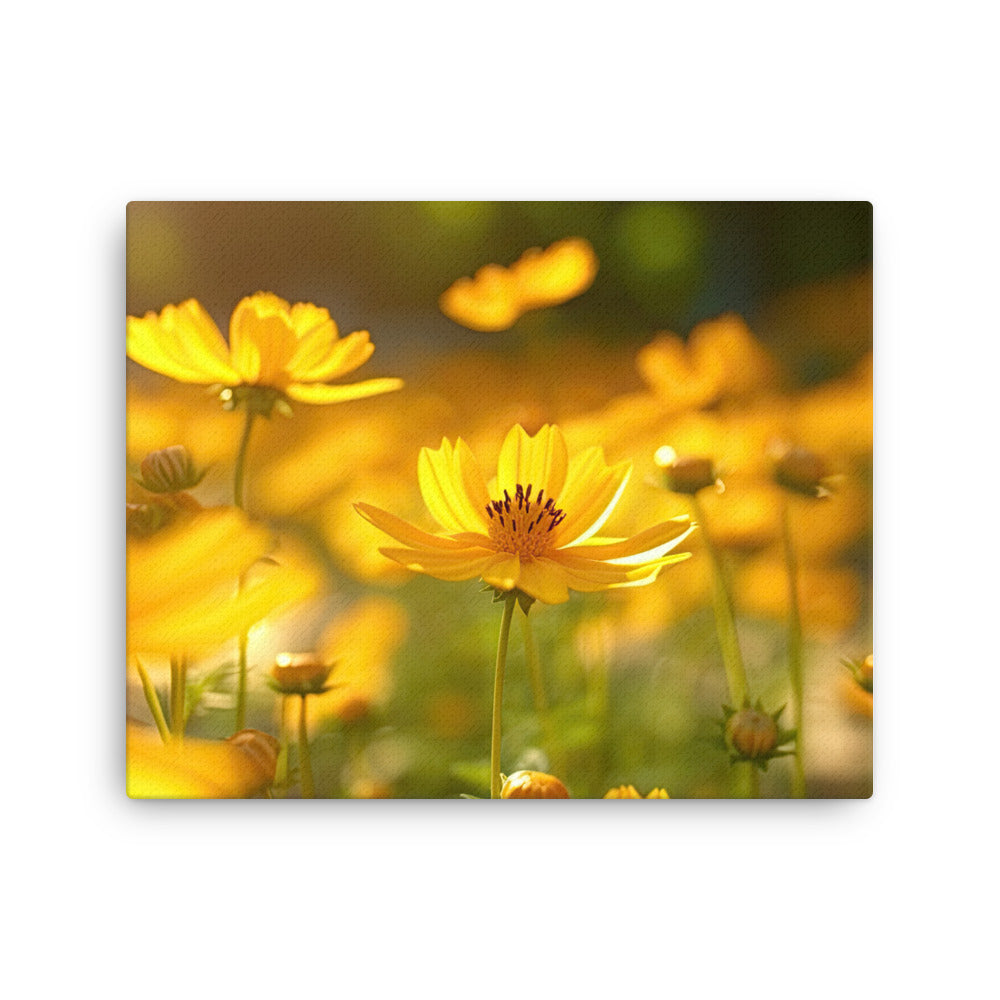 Nature shamanic nature's golden smiles sunflower canvas print texture detail close-up