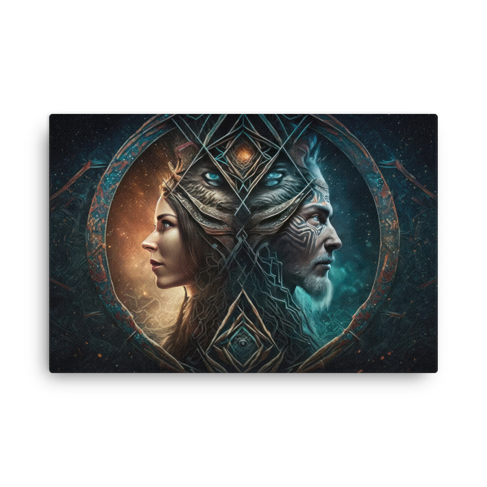 Chakra energy bond shamanic connection art | soulful partnership... canvas wall art print