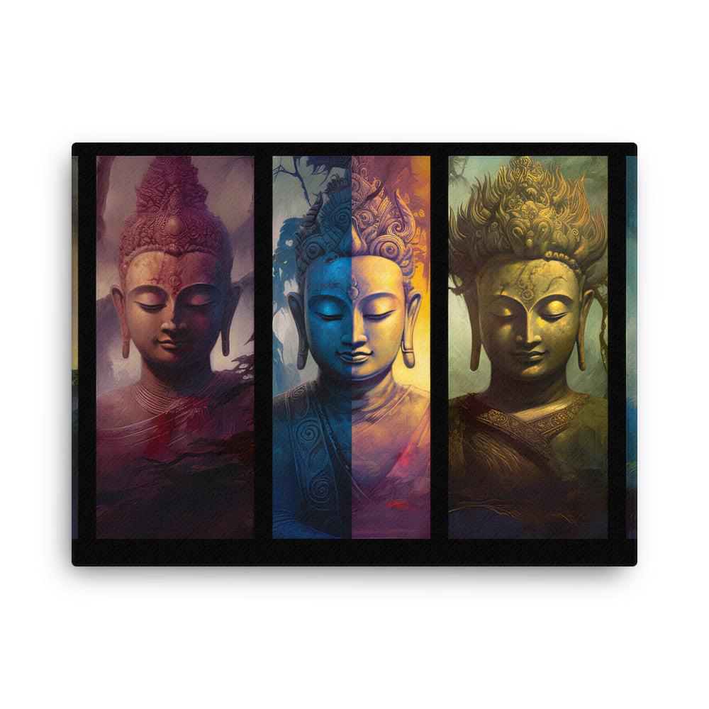 buddha meditation Vertical Buddha Enlightenment canvas wall art in bedroom mockup